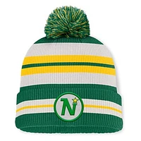 Men's Fanatics Kelly Green/Cream Minnesota North Stars Decades Collection Cuffed Knit Hat with Pom