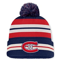 Men's Fanatics Navy/Cream Montreal Canadiens Decades Collection Cuffed Knit Hat with Pom