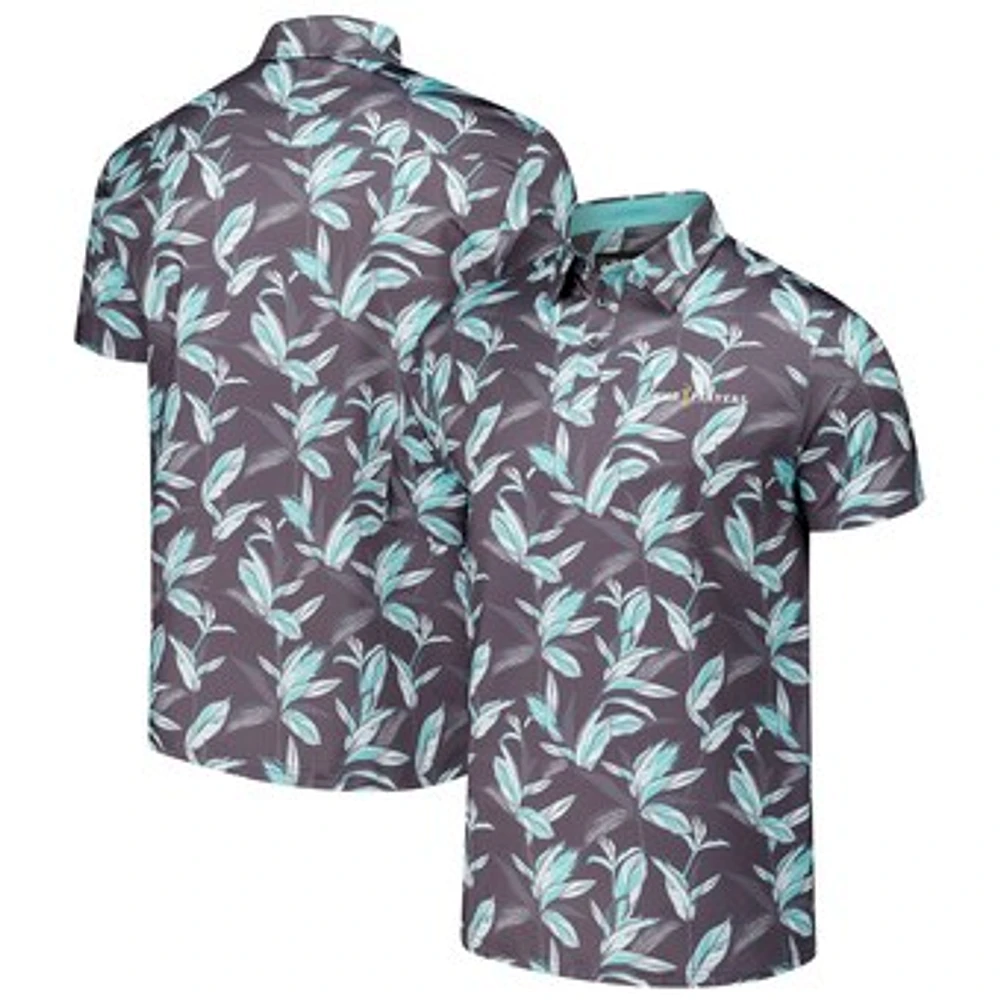 Men's Flomotion Charcoal THE PLAYERS Birds of Paradise Polo