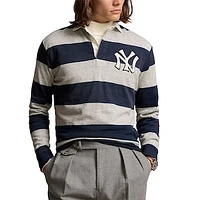 Men's Polo Ralph Lauren  Navy/Heather Gray New York Yankees Long Sleeve Rugby