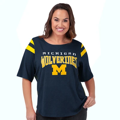 Women's G-III 4Her by Carl Banks Navy Michigan Wolverines Linebacker T-Shirt