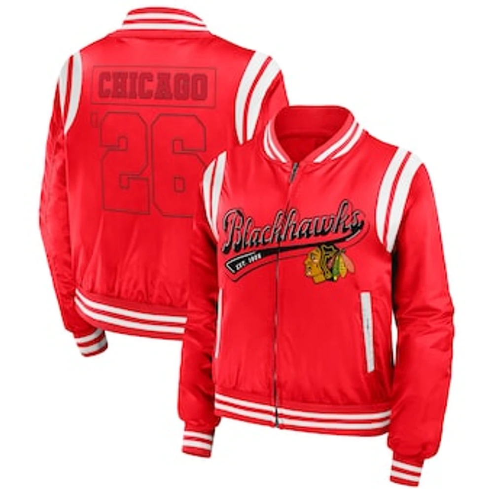 Women's WEAR by Erin Andrews  Red Chicago Blackhawks Baller Full-Zip Bomber Jacket