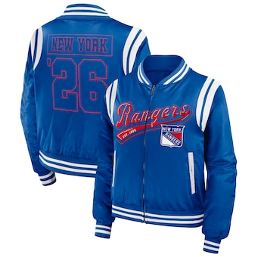 Women's WEAR by Erin Andrews  Blue New York Rangers Baller Full-Zip Bomber Jacket