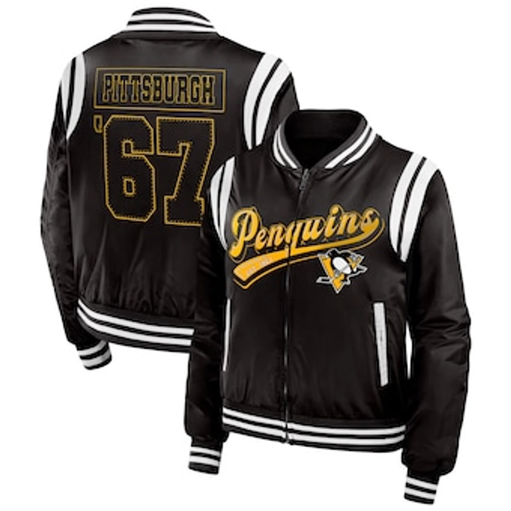 Women's WEAR by Erin Andrews  Black Pittsburgh Penguins Baller Full-Zip Bomber Jacket