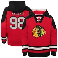 Youth Connor Bedard Red Chicago Blackhawks Ageless Must-Have V-Neck Name & Number Pullover Hoodie