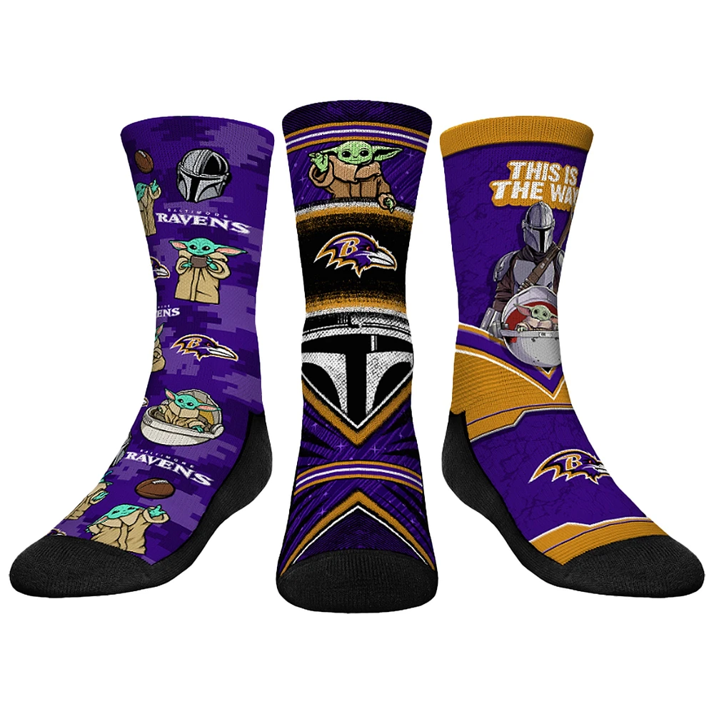 Youth Rock Em Socks Baltimore Ravens 3-Pack Mandalorian Crew
