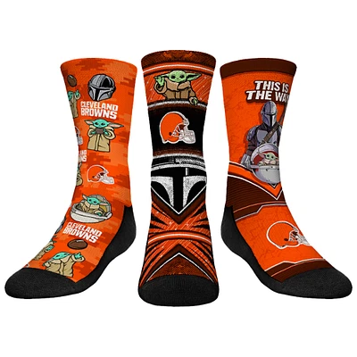 Youth Rock Em Socks Cleveland Browns 3-Pack Mandalorian Crew