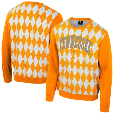 Men's Colosseum Tennessee Orange Volunteers The Dealio Argyle Pullover Sweatshirt