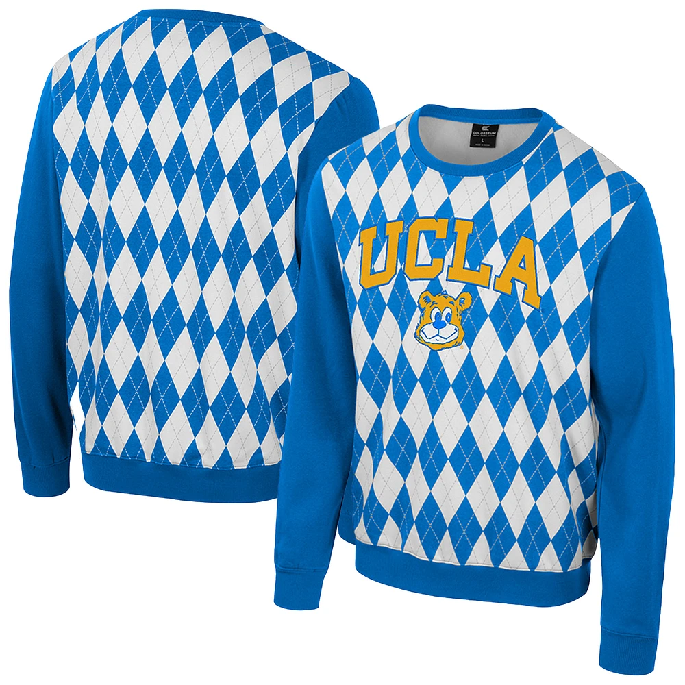 Men's Colosseum Blue UCLA Bruins The Dealio Argyle Pullover Sweatshirt