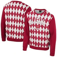 Men's Colosseum Crimson Alabama Tide The Dealio Argyle Pullover Sweatshirt