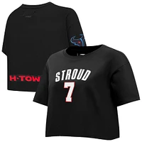 Women's Pro Standard C.J. Stroud Black Houston Texans Player Name & Number Cropped Boxy T-Shirt