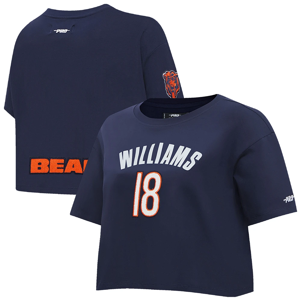 Women's Pro Standard Caleb Williams Navy Chicago Bears Player Name & Number Cropped Boxy T-Shirt