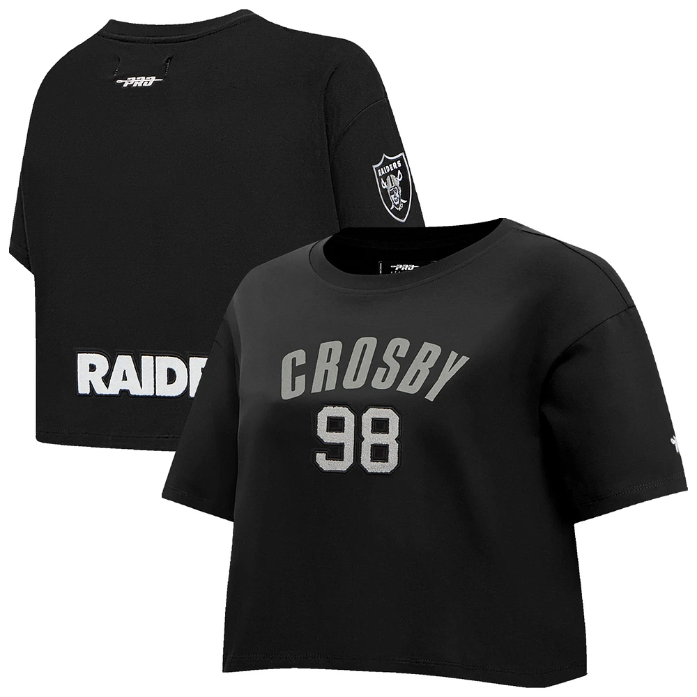 Women's Pro Standard Maxx Crosby Black Las Vegas Raiders Player Name & Number Cropped Boxy T-Shirt