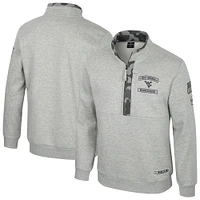 Men's Colosseum Heather Gray West Virginia Mountaineers OORAH OHT Military Appreciation Fleece Quarter-Zip Jacket