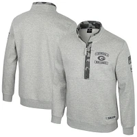 Men's Colosseum Heather Gray Georgia Bulldogs OORAH OHT Military Appreciation Fleece Quarter-Zip Jacket