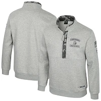 Men's Colosseum Heather Gray Oregon Ducks OORAH OHT Military Appreciation Fleece Quarter-Zip Jacket