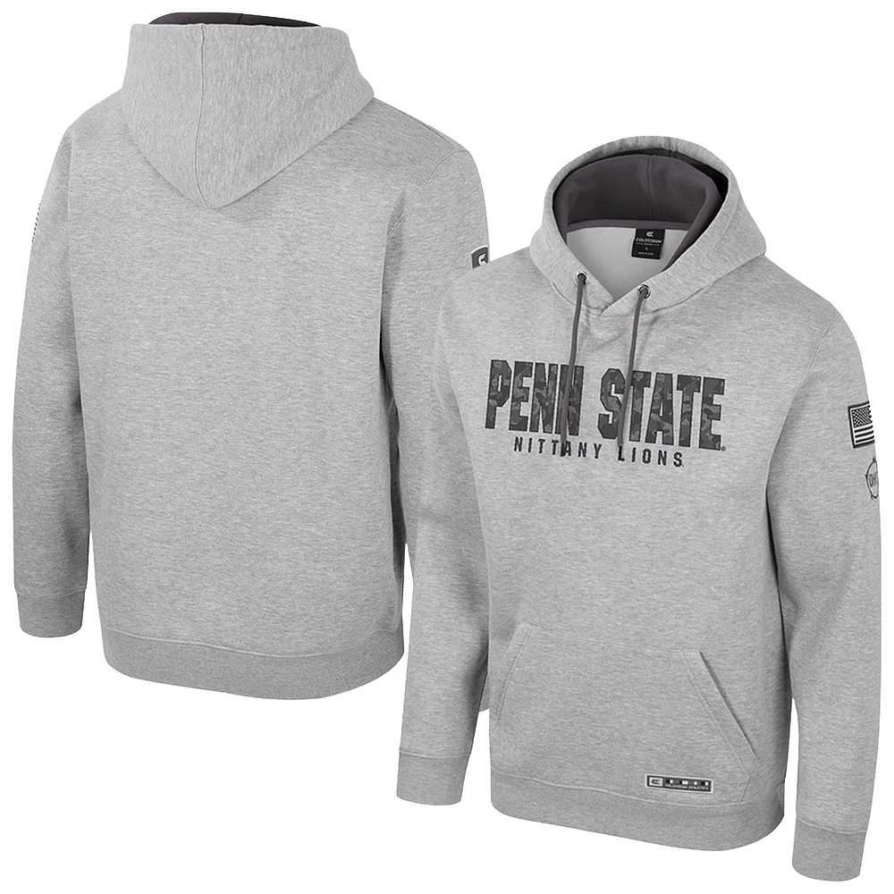 Men's Colosseum Heather Gray Penn State Nittany Lions Oorah OHT Military Appreciation Pullover Hoodie