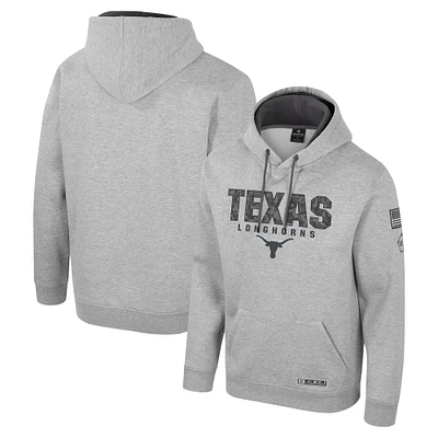 Men's Colosseum Heather Gray Texas Longhorns Oorah OHT Military Appreciation Pullover Hoodie