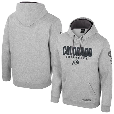 Men's Colosseum Heather Gray Colorado Buffaloes Oorah OHT Military Appreciation Pullover Hoodie