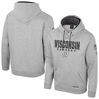 Men's Colosseum Heather Gray Wisconsin Badgers Oorah OHT Military Appreciation Pullover Hoodie