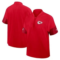 Men's Nike Red Kansas City Chiefs Sideline Short Sleeve Quarter-Zip Coach Jacket