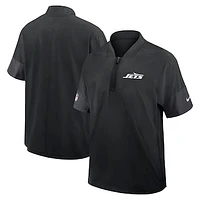 Men's Nike Black New York Jets Sideline Short Sleeve Quarter-Zip Performance Coach Jacket