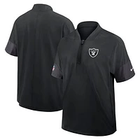 Men's Nike Black Las Vegas Raiders Sideline Short Sleeve Quarter-Zip Performance Coach Jacket