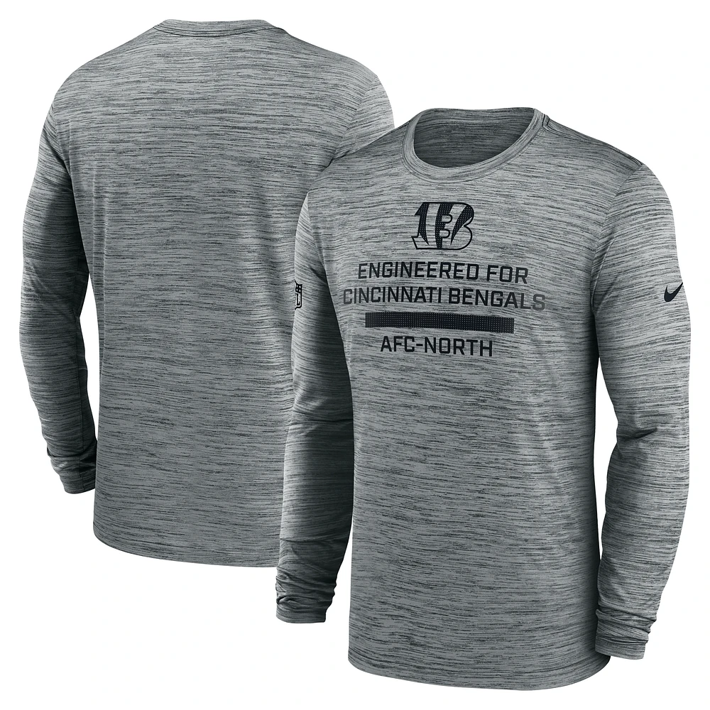 Men's Nike Gray Cincinnati Bengals Sideline Velocity Performance Long Sleeve T-Shirt