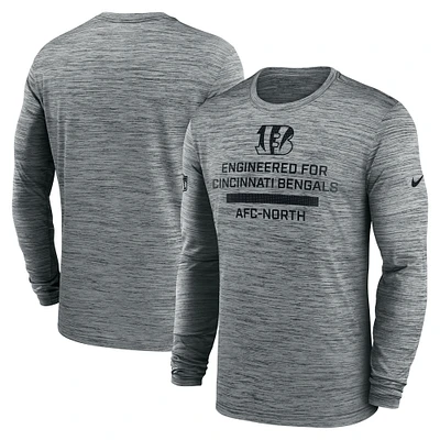 Men's Nike Gray Cincinnati Bengals Sideline Velocity Performance Long Sleeve T-Shirt