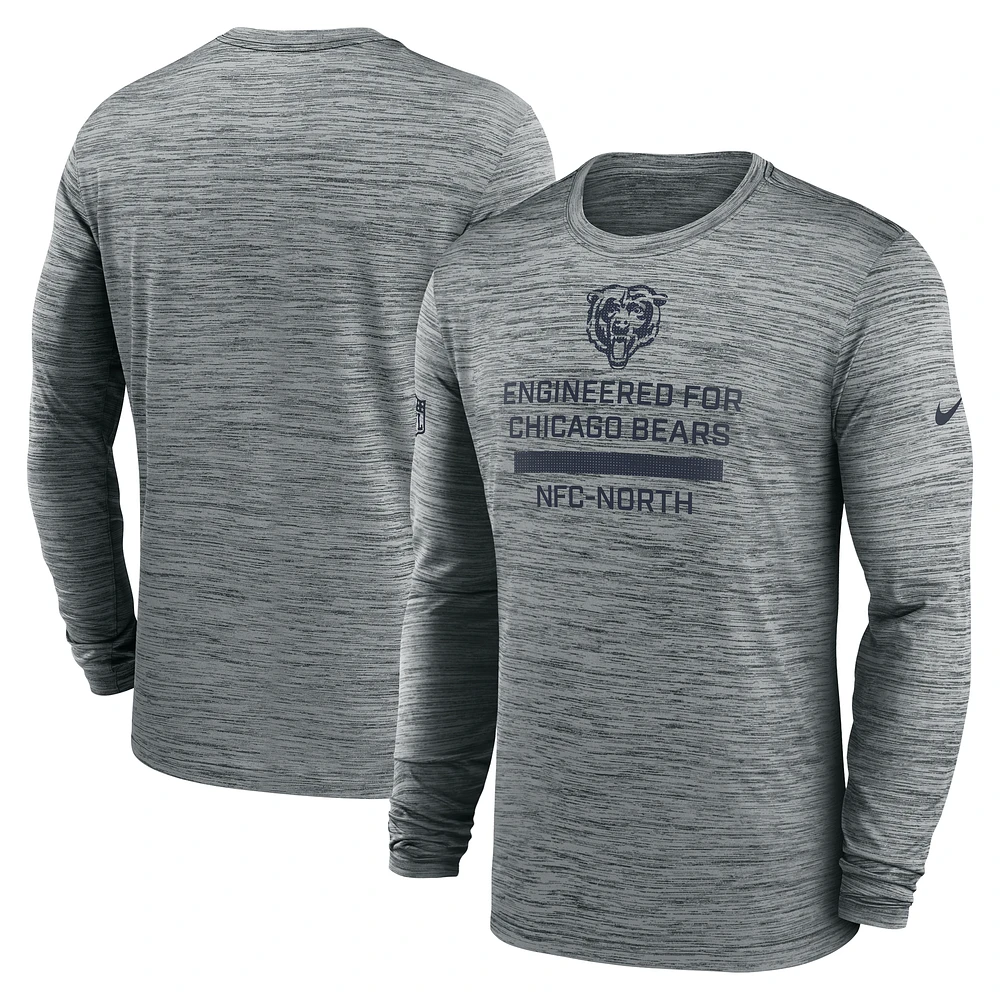 Men's Nike Gray Chicago Bears Sideline Velocity Performance Long Sleeve T-Shirt