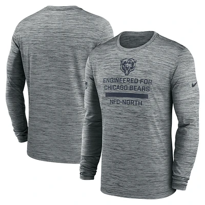 Men's Nike Gray Chicago Bears Sideline Velocity Performance Long Sleeve T-Shirt