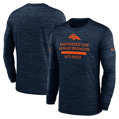 Men's Nike Navy Denver Broncos Sideline Velocity Performance Long Sleeve T-Shirt