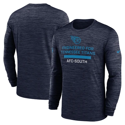Men's Nike Navy Tennessee Titans Sideline Velocity Performance Long Sleeve T-Shirt