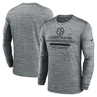 Men's Nike Gray Pittsburgh Steelers Sideline Velocity Performance Long Sleeve T-Shirt