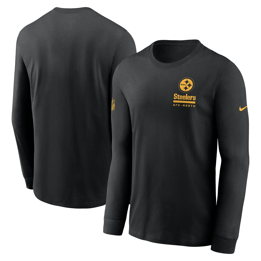 Men's Nike Black Pittsburgh Steelers Sideline Performance Long Sleeve T-Shirt