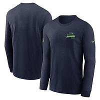 Men's Nike College Navy Seattle Seahawks Sideline Performance Long Sleeve T-Shirt