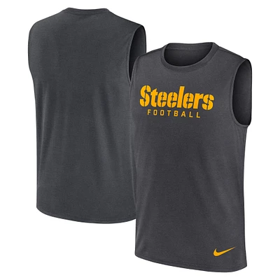Men's Nike Charcoal Pittsburgh Steelers Primetime Legend Performance Muscle Tank Top