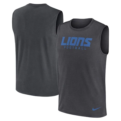 Men's Nike Charcoal Detroit Lions Primetime Legend Performance Muscle Tank Top