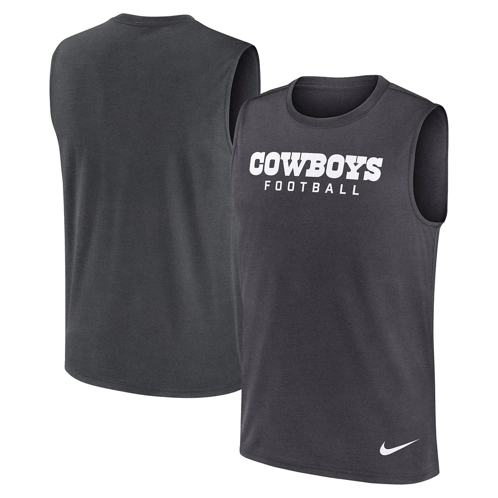 Men's Nike Charcoal Dallas Cowboys Primetime Legend Performance Muscle Tank Top