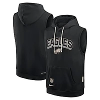 Men's Nike Black Philadelphia Eagles Sideline Performance Sleeveless Pullover Hoodie