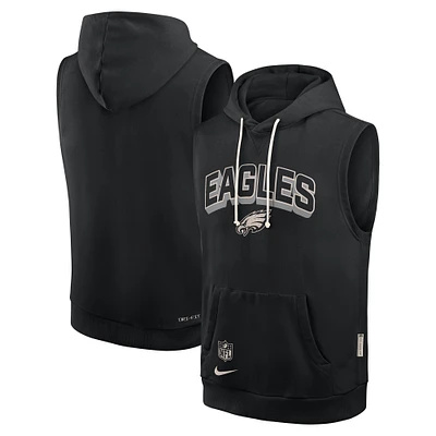 Men's Nike Black Philadelphia Eagles Sideline Performance Sleeveless Pullover Hoodie