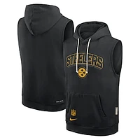 Men's Nike Black Pittsburgh Steelers Sideline Performance Sleeveless Pullover Hoodie
