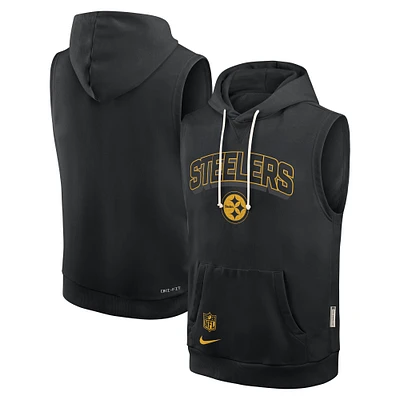 Men's Nike Black Pittsburgh Steelers Sideline Performance Sleeveless Pullover Hoodie