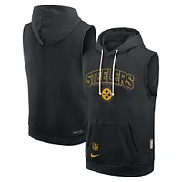 Men's Nike Black Pittsburgh Steelers Sideline Performance Sleeveless Pullover Hoodie