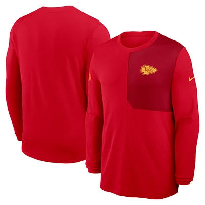 Men's Nike Red Kansas City Chiefs Sideline Coach UV Performance Long Sleeve T-Shirt