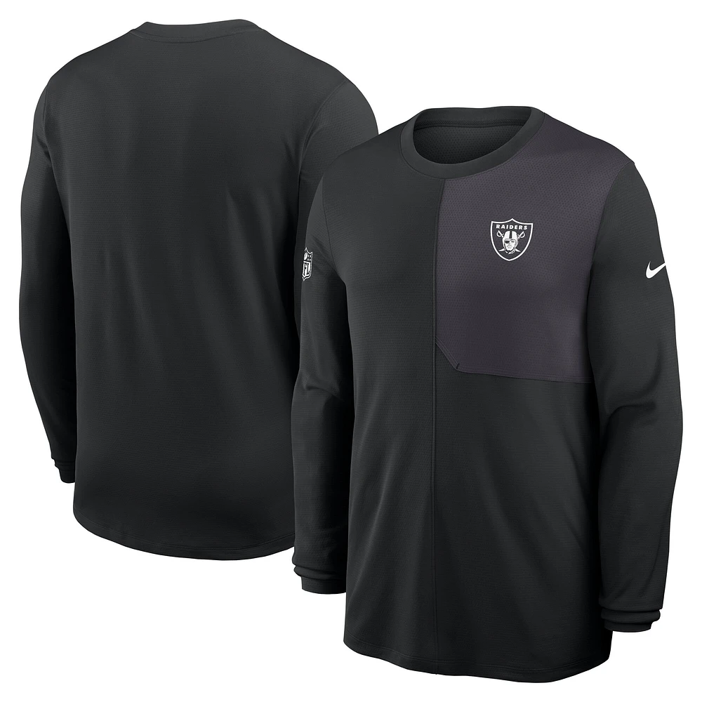 Men's Nike Black Las Vegas Raiders Sideline Coaches UV Performance Long Sleeve T-Shirt