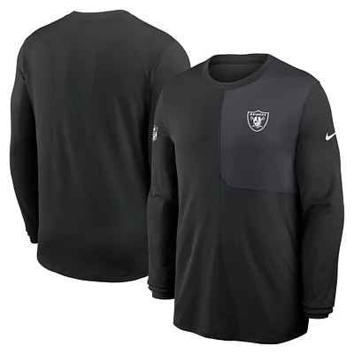 Men's Nike Black Las Vegas Raiders Sideline Coaches UV Performance Long Sleeve T-Shirt