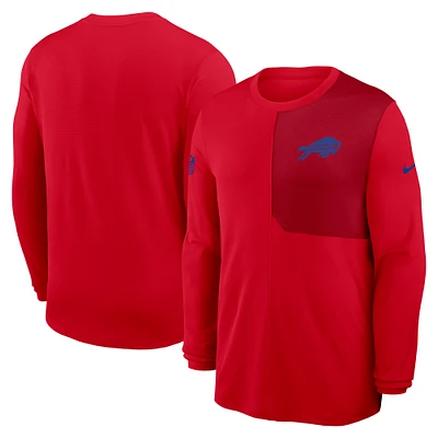 Men's Nike Red Buffalo Bills Sideline Coaches UV Performance Long Sleeve T-Shirt
