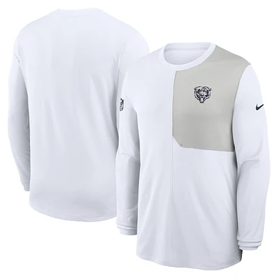Men's Nike White Chicago Bears Sideline Coach UV Performance Long Sleeve T-Shirt