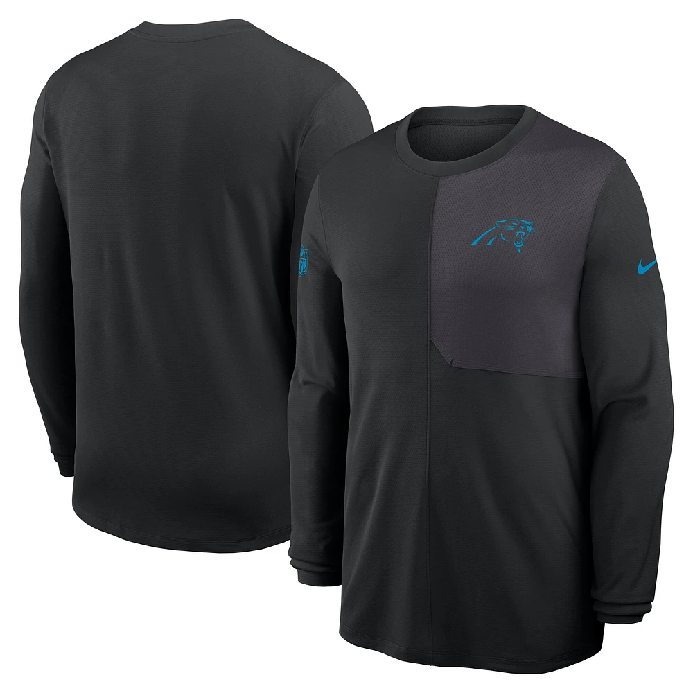 Men's Nike Black Carolina Panthers Sideline Coach UV Performance Long Sleeve T-Shirt